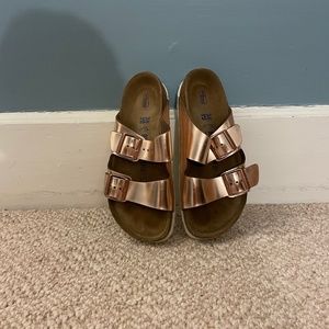 Rose Gold Birkenstocks (Size 38)